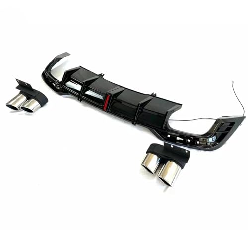 DZSFSTRHRRT Heckspoiler Für A5 Für Facelift S5 2021 2022 2023 Schwarz glänzend Auto Heckstoßstange Diffusor Spoilerlippe + Schalldämpferspitze Auspuffrohr- Auto Heckspoiler von DZSFSTRHRRT