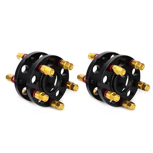 5 X 120, Passend Für Geschmiedetes 6061 T6, Geschmiedetes Aluminium Gestaffelte Distanzscheiben-Kit (2) 15 Mm Und (2) 20 Mm Mit Verlängerten Schrauben Spürverbreiterungsatz(Gold) von DZSJFGAIS