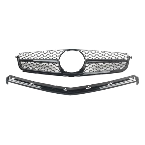 DZSJHGFDD Kühler Auto Frontstoßstange Racing Grill Billet Gril Tuning Für Mercedes Für Benz W204 C63 Für AMG 2008 2009 2010 2011 Grill(Schwarz) von DZSJHGFDD