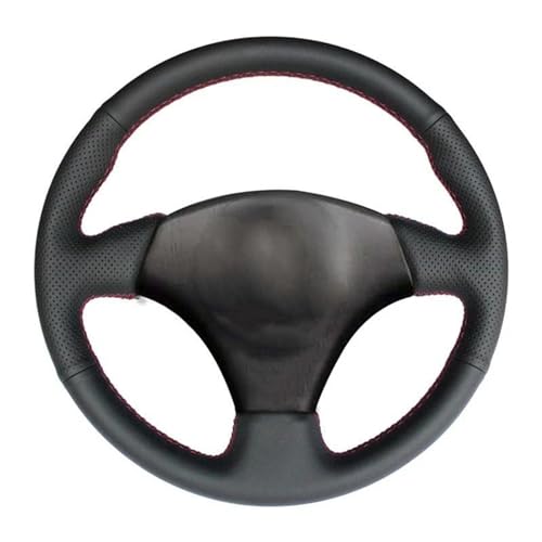 DZSLLOOI Innenausstattung Schwarzer Kunstleder-Autolenkradbezug Für Toyota Für Corolla Für Matrix MR2 2000-2005 2006 2007 2008 Autoteile(Blue Thread) von DZSLLOOI