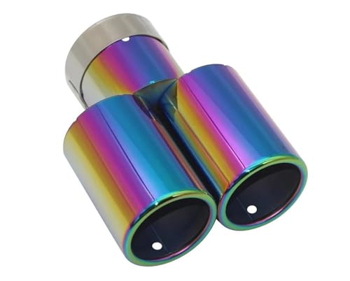 DZSMACHENGSM Auto Endrohre Schalldämpfer Auspuffendrohr Flach Universell Gerade Edelstahl Schalldämpfer Mit Doppelauslass In Mehreren Größen Endrohr Auspuff(Multicolor 57MM) von DZSMACHENGSM