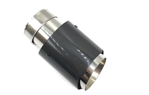 DZSNBMSHD Auspuffblenden 1 Stück Glänzende Carbon-Auto-Auspuff-Schalldämpfer-Endrohre, Universell, Gerade, Silberfarbener Edelstahl Endrohre & Endrohrteile(IN 70MM-Out 101MM) von DZSNBMSHD