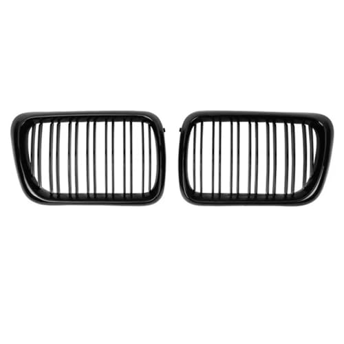 DZSNBMSHD Frontstoßstangengitter 2X Double Line Style Car Front Racing Kindey Gitter Für E36 LCI 1996-1999 Für M3 Glänzend Schwarz Dual Lamellen Obergitter Front Kühlergrille(Double-Glossy Black) von DZSNBMSHD