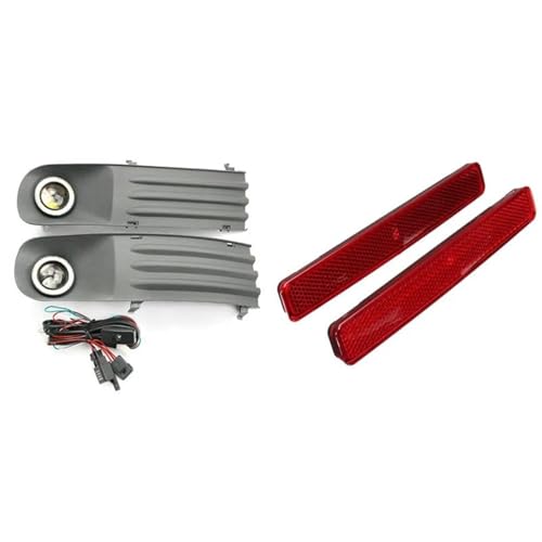 DZSNBMSHD Frontstoßstangengitter Auto Nebel Lichter Lampen Angel Eye Gitter + Kabelbaum & 2 Stücke Hinten Stoßstange Rücklicht Bars Bremse Parkplatz Warnung Für Transporter T5 Front Kühlergrille von DZSNBMSHD
