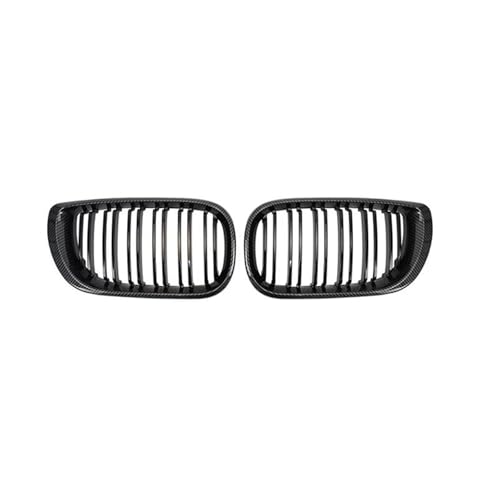 DZSNBMSHD Frontstoßstangengitter Für E46 3 Serie 2002-2005 4 Tür ABS Dual Line Nieren Grills Grille Racing Grill Auto Front Stoßstange Gitter Front Kühlergrille(Kohlenstoff-Look) von DZSNBMSHD