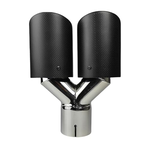 DZSNBMSHD Schalldämpfer 1 STÜCKE Auto Carbon Fiber Matte Schalldämpfer Spitze Y Form Doppel Auspuffrohr Düse Universal Edelstahl Silber Endrohr(73mm-101mm) von DZSNBMSHD