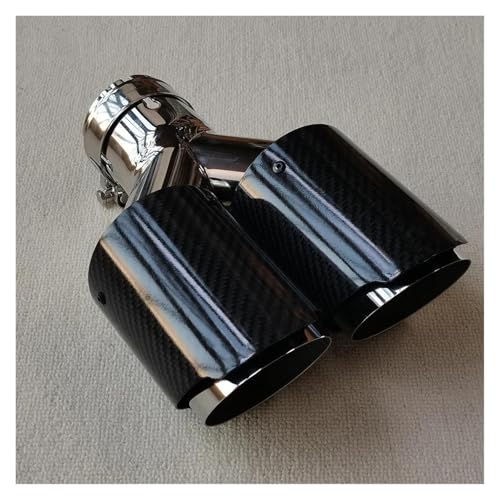 DZSNBMSHD Schalldämpfer 1 STÜCKE Auto Twill Glossy Carbon Dual Outlet Auspuffrohr Endrohr Universal Edelstahl Schalldämpfer Spitze Modifizierte Endrohr(ID 80MM-OD 89MM) von DZSNBMSHD