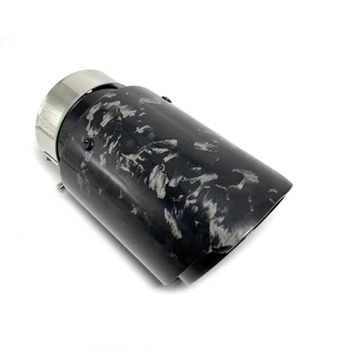 DZSQQGSDSF Schalldämpfer 1 STÜCKE Auto Geschmiedet Glänzend Carbon Auspuff Schwanz Ende Gerade Universal Schwarz Edelstahl Schalldämpfer Rohr Auspuffblende(73MM IN 101MM Out) von DZSQQGSDSF