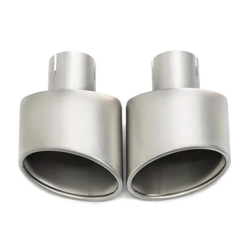 DZSQQGSDSF Schalldämpfer 2 Teile/los Universal Auto Endrohr 304 Edelstahl Auto Auspuffendrohr 140mm Outlet Rolled Oval Slant Schalldämpfer Auspuffblende(Matte) von DZSQQGSDSF
