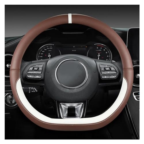 DZSQWETYU Atmungsaktiver Lenkradbezug 38CM O Form D Form Mikrofaser Leder Auto Lenkrad Abdeckung Für MG ZS EV HS Für MG6 Für MG5 EZS 2018 2019 2020 2021 Auto-Lenkradabdeckung(Coffee D Shape) von DZSQWETYU