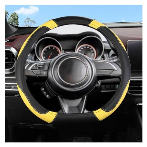DZSQWETYU Atmungsaktiver Lenkradbezug D Form 38CM Auto Lenkrad Abdeckung Mikrofaser Leder Für Suzuki Für Swift 2017 2018 2019 2020 2021 2022 Auto-Lenkradabdeckung(Gelb) von DZSQWETYU