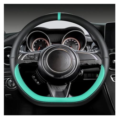 DZSQWETYU Atmungsaktiver Lenkradbezug Mikrofaser-Leder D-Form 38 cm Auto-Lenkradabdeckung Für Suzuki Für Swift 2017 2018 2019 2020 2021 2022 Auto-Lenkradabdeckung(GRÜN) von DZSQWETYU