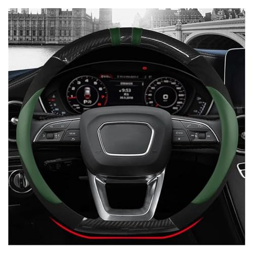 DZSQWETYU Atmungsaktiver Lenkradbezug O Form D Form 38CM Auto Lenkrad Abdeckung Für A1 A3 A4 A5 A6 A7 A8 Q2 Q3 Q5 Q7 Q8 S4 S3 S5 S6 S8 RS6 Auto-Lenkradabdeckung(Green D Shape) von DZSQWETYU