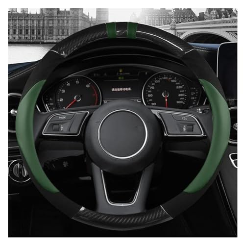 DZSQWETYU Atmungsaktiver Lenkradbezug O Form D Form 38CM Auto Lenkrad Abdeckung Für A1 A3 A4 A5 A6 A7 A8 Q2 Q3 Q5 Q7 Q8 S4 S3 S5 S6 S8 RS6 Auto-Lenkradabdeckung(Green O Shape) von DZSQWETYU