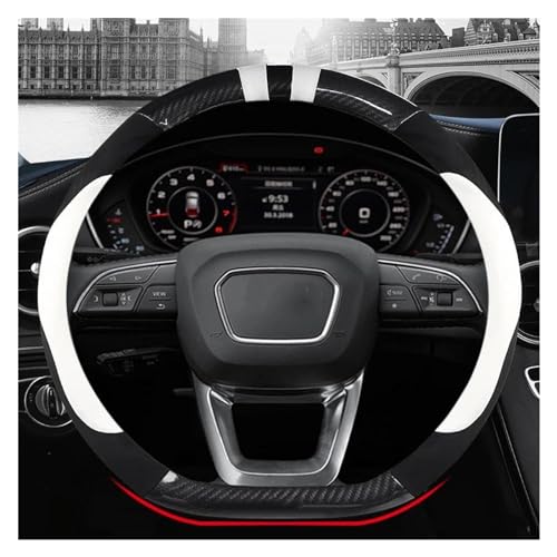 DZSQWETYU Atmungsaktiver Lenkradbezug O Form D Form 38CM Auto Lenkrad Abdeckung Für A1 A3 A4 A5 A6 A7 A8 Q2 Q3 Q5 Q7 Q8 S4 S3 S5 S6 S8 RS6 Auto-Lenkradabdeckung(White D Shape) von DZSQWETYU
