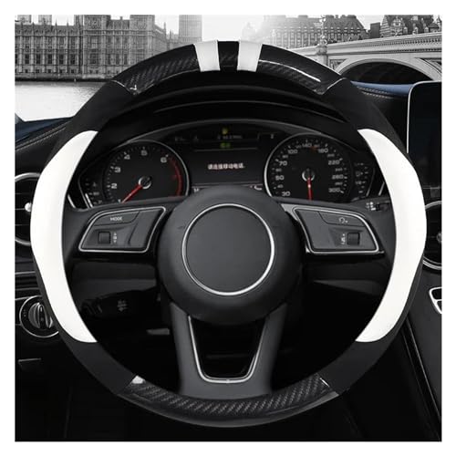 DZSQWETYU Atmungsaktiver Lenkradbezug O Form D Form 38CM Auto Lenkrad Abdeckung Für A1 A3 A4 A5 A6 A7 A8 Q2 Q3 Q5 Q7 Q8 S4 S3 S5 S6 S8 RS6 Auto-Lenkradabdeckung(White O Shape) von DZSQWETYU