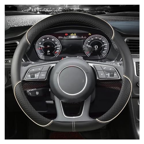 DZSQWETYU Atmungsaktiver Lenkradbezug O Form D Form 38CM Mikrofaser Leder Auto Lenkrad Abdeckung Für A1 A3 A4 A5 A6 A7 A8 Q2 Q3 Q5 Q7 Q8 R8 Auto-Lenkradabdeckung(Beige D Shape) von DZSQWETYU