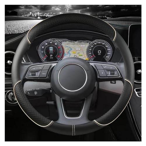 DZSQWETYU Atmungsaktiver Lenkradbezug O Form D Form 38CM Mikrofaser Leder Auto Lenkrad Abdeckung Für A1 A3 A4 A5 A6 A7 A8 Q2 Q3 Q5 Q7 Q8 R8 Auto-Lenkradabdeckung(Beige O Shape) von DZSQWETYU
