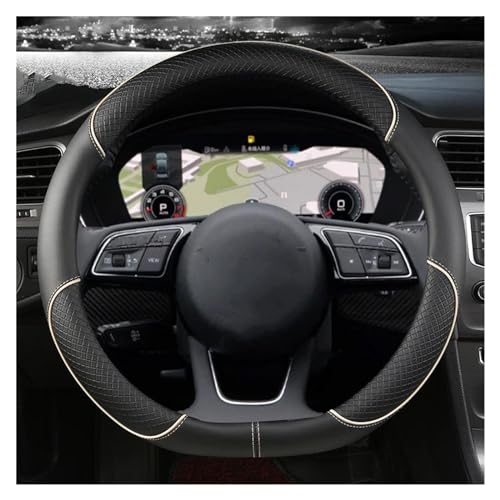 DZSQWETYU Atmungsaktiver Lenkradbezug O Form D Form Auto Lenkrad Abdeckung Mikrofaser Leder Für A1 8X A2 A3 Q3 Q5 Q2 A4 A5 A6 Für Avant Auto-Lenkradabdeckung(D Shape Beige) von DZSQWETYU