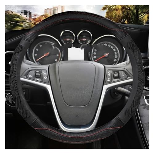 DZSTAIYOUSM Atmungsaktiver Lenkradbezug 38CM PU Leder Auto Lenkrad Abdeckung Für Opel Für Astra J 2010-2015 Für Meriva Auto Innen Zubehör Lenkradabdeckung(Schwarz) von DZSTAIYOUSM