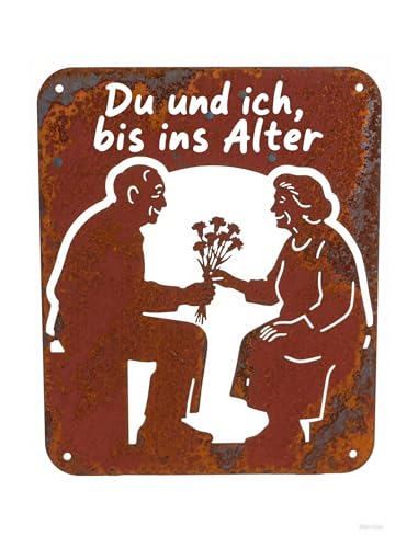 DZWAZD Rost Metall Garten Deko Draußen Hängend, Oma Und Opa Geschenk Zur Eisernen Hochzeit, Rostdeko Gartendeko Figur, Wanddeko Garten, Gartenschilder Mit Namen-Style H von DZWAZD