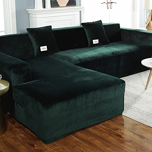 DZWAZD Sofabezug l Form, Samt elastisch sofabezug 1/2/3 sitzer Sofa überzug ecksofa bezug sofaüberwurf l Form/u Form Couch überzug Couch überwurf couchbezug l Form sofahusse von DZWAZD