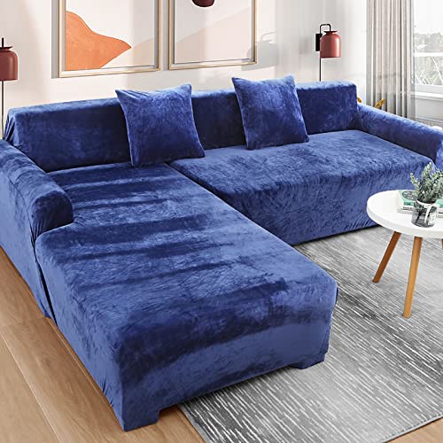 DZWAZD Sofabezug l Form, Samt elastisch sofabezug 1/2/3 sitzer Sofa überzug ecksofa bezug sofaüberwurf l Form/u Form Couch überzug Couch überwurf couchbezug l Form sofahusse von DZWAZD