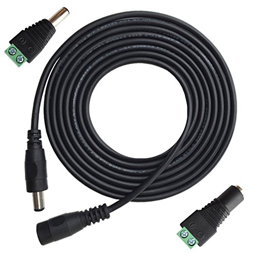 DZYDZR DC 12V Verlängerungskabel 10m 5,5 x 2,1mm Hohlstecker Buchse 22AWG Kupferdraht + 1 Paar 2,1mm DC Stecker Männlich und Weiblich von DZYDZR