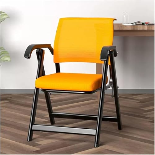 DUANZEYUQA Ergonomischer Konferenzstuhl mit gepolstertem Sitz und Tablet-Arm, zusammenklappbares Design für Büro, Kirche, Orange von DZYHFCO
