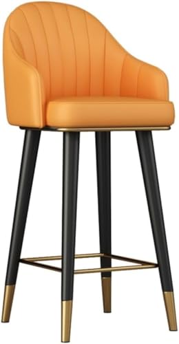 DZYHFCO 1er Set Moderne drehbare Barhocker mit Rückenlehne Bequeme Faux Leder Gegengriffe für Frühstück Bar Stilvolle Orange Hochstühle für Küche Blau Sitzhöhe 65cm (Orange, von DZYHFCO
