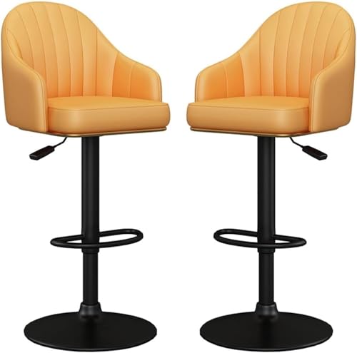 DZYHFCO 2 Stück Barhocker Modern Verstellbar Schwenkbar Barhocker mit Armlehnen, Thekenhöhe (Gelb) von DZYHFCO