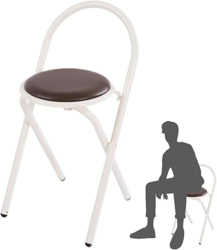 DZYHFCO 45,7 cm faltbarer Küchenstuhl mit Schaumstoffpolsterung, tragbarer Klapphocker mit Rückenlehne für Erwachsene, drinnen (braun) von DZYHFCO
