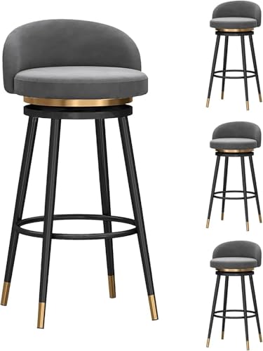DZYHFCO 4er Set Barhocker Bequeme Hochhocker 360° Drehdesign mit Rückenlehne und Fußstütze von DZYHFCO