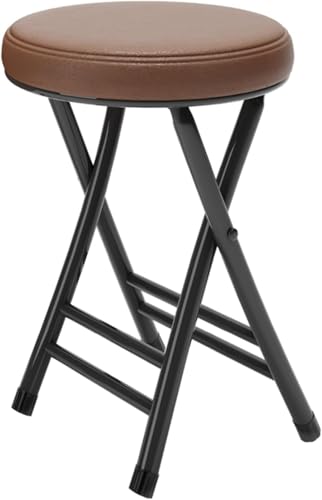 DZYHFCO 50,8 cm faltbarer hoher Barhocker mit Fußstütze, keine Montage, tragbarer Küchen-Klappstuhl für Erwachsene mit (Schwarz-Braun) von DZYHFCO