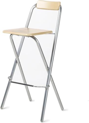 DZYHFCO 76,2 cm großer, zusammenklappbarer Barhocker, tragbarer faltbarer Küchenstuhl mit Rückenlehne und Fußstütze zum Essen, Gelb von DZYHFCO