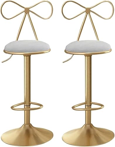 DZYHFCO Barhocker, 2er-Set, 360° drehbar und verstellbarer Sitz, Samt, hoher Armlehnstuhl mit Fußhocker, schön (D) von DZYHFCO