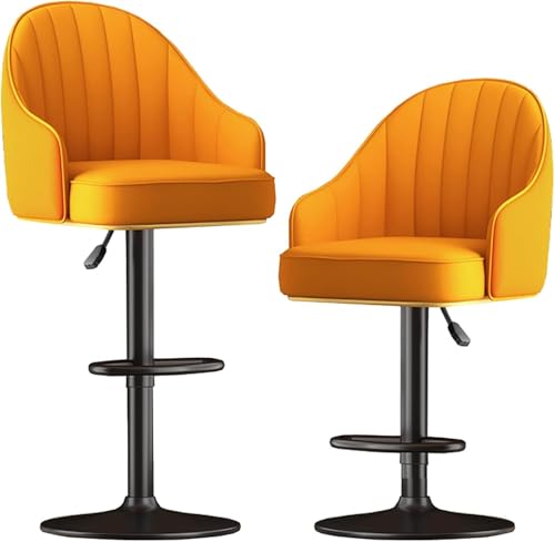 DZYHFCO Barhocker, 2er-Set, Barhocker, höhenverstellbar, mit Rückenlehne, Hochstuhl (Orange) von DZYHFCO