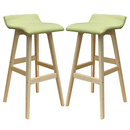 DZYHFCO Barhocker, 2er-Set, Frühstückshöhe aus Holz mit Baumwoll-Leinen-Stoff, Küche für Theke, Insel, Zuhause (F,Sitzhöhe 74 cm) von DZYHFCO