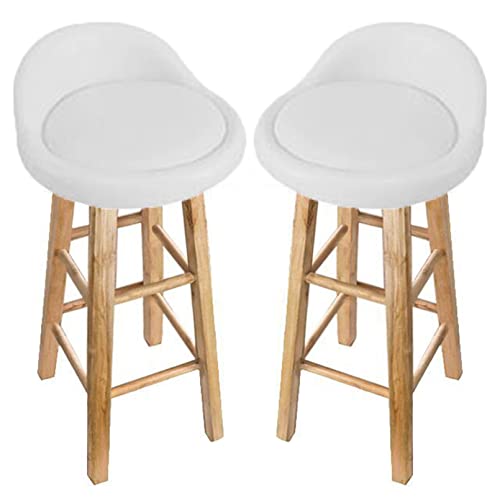 DZYHFCO Barhocker, 2er-Set, PU-Leder, gepolsterte Sitzfläche mit niedriger Rückenlehne, ohne Armlehne, Holzbeine, Küche, Frühstück (F,Sitzhöhe 60 cm) von DZYHFCO