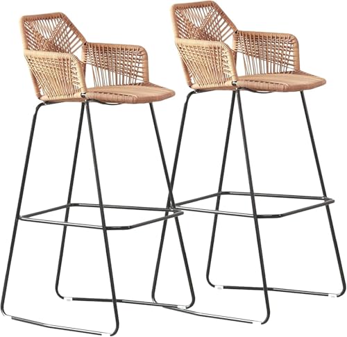 DZYHFCO Barhocker, 2er-Set, Rattan-Thekenhöhe mit Rückenlehne (65 cm) von DZYHFCO