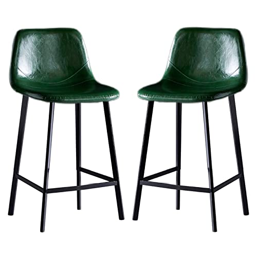 DZYHFCO Barhocker, 2er-Set, Thekenhöhe, Stuhl mit Rückenlehne und Kunstleder-Außensitz, fixiert für Zuhause, Küche (grün, Sitzhöhe 65 cm) von DZYHFCO