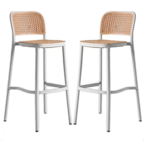 DZYHFCO Barhocker, 2er-Set, Thekenhöhe, feste Höhe, Metallstühle, PP-Kunststoff, Rattan-Imitat, Weiß DZYHFCO Barhocker, 2er-Set, Thekenhöhe, feste Höhe, Metallstühle, PP-Kunststoff, Rattan-Imitat, Weiß von DZYHFCO