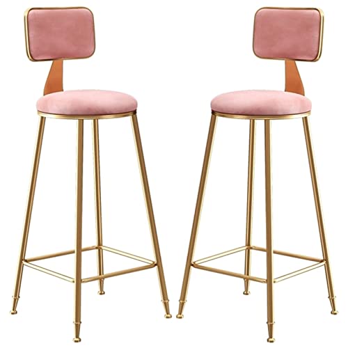 DZYHFCO Barhocker, 2er-Set, feste Hochstühle, Küche, Frühstück, mit Rückenlehne, hohe Stühle (Rosa, Sitzhöhe 75 cm) von DZYHFCO