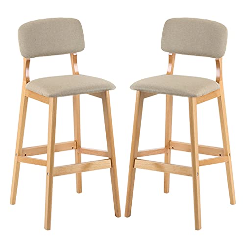 DZYHFCO Barhocker, 2er-Set, industrielle Kneipe aus Holz mit hoher Rückenlehne und Leinenpolsterung, armlose Barhöhe (B, Sitzhöhe 71 cm) von DZYHFCO