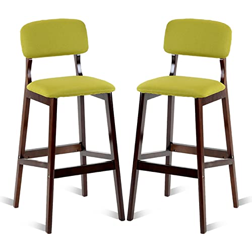 DZYHFCO Barhocker, 2er-Set, industrielle Kneipe aus Holz mit hoher Rückenlehne und Leinenpolsterung, armlose Barhöhe (C,Sitzhöhe 61 cm) von DZYHFCO
