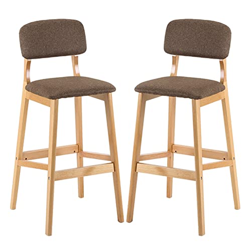 DZYHFCO Barhocker, 2er-Set, industrielle Kneipe aus Holz mit hoher Rückenlehne und Leinenpolsterung, armlose Barhöhe (H,Sitzhöhe 71 cm) von DZYHFCO