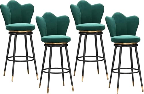 DZYHFCO Barhocker, 360° drehbar, Samt, Barhocker mit niedriger Rückenlehne und breitem Kissen, hohe Barhocker (Grün, Höhe 75 cm) von DZYHFCO