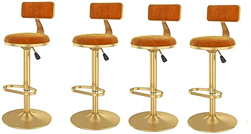 DZYHFCO Barhocker, Barhocker, Frühstück, Esszimmer, Drehstuhl, Samt, gepolsterte Rückenlehne, Barhocker (D1, 4 Stück) von DZYHFCO
