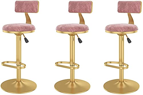 DZYHFCO Barhocker, Barhocker, Frühstück, Esszimmerhocker, Drehstuhl, Samt, gepolsterte Rückenlehne, Barhocker (A1, 3 Stück) von DZYHFCO