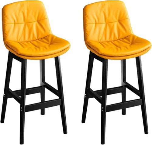 DZYHFCO Barhocker, Esszimmerstuhl, Kunstleder, Theke, 2er-Set, dicke Kissen mit Rückenlehne, Holz, luxuriös, für Küche (# 1,72 cm Sitzhöhe) von DZYHFCO